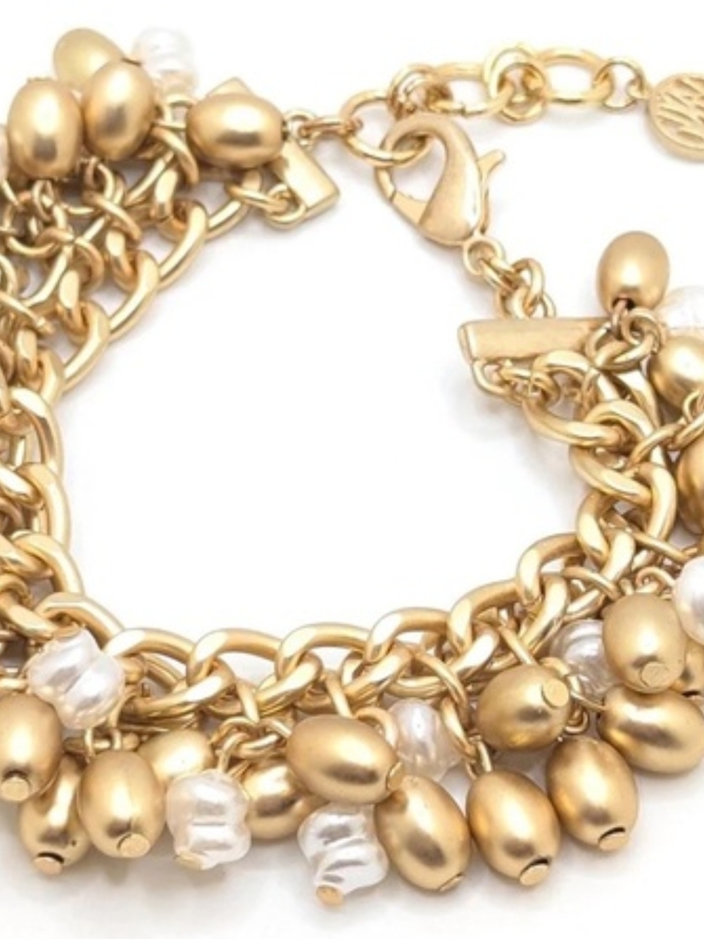 Lilly Pulitzer Gold Bead and Pearl Charm Multi-Strand Bracelet
